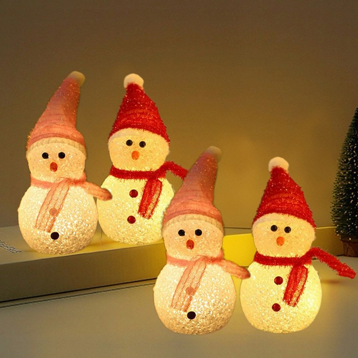 크리스마스 LED 장식 조명 눈사람 무드등 4개 세트, B4개 세트, 4개
