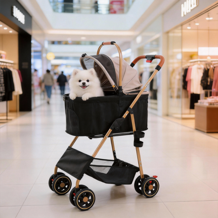 TRAIL TAIL 초경량 강아지 유모차  고양이 중형견 이동 카트 분리형 원터치 일체형 개모차, 1개, 카키