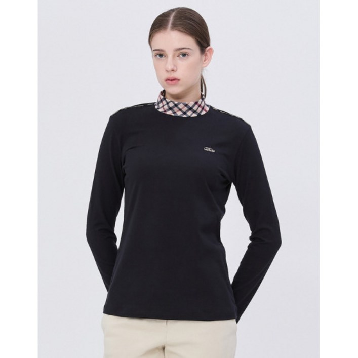 닥스골프 닥스 골프 여성 24 스테디셀러레터 로고 체크넥 긴팔티셔츠 BLACK WNTS4D702BK 2214969