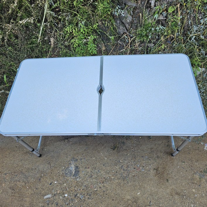 쿠웅샵 캠핑테이블(대) 120x60x55 62 70cm 3단폴딩 - 가운데 파라솔 폴대 구멍 있음 (0) 파라솔장착가능, 단일색상