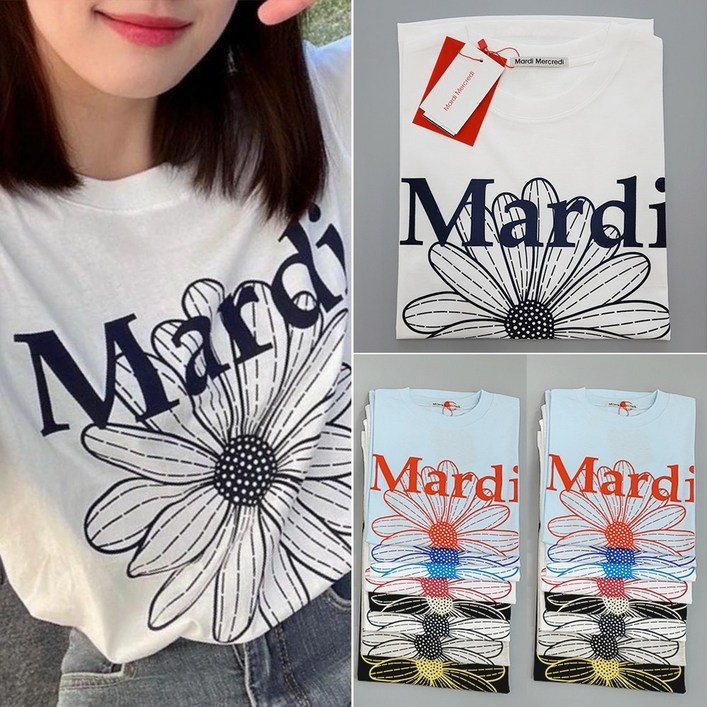 마르디메크르디 반팔 플라워 꽃 티셔츠