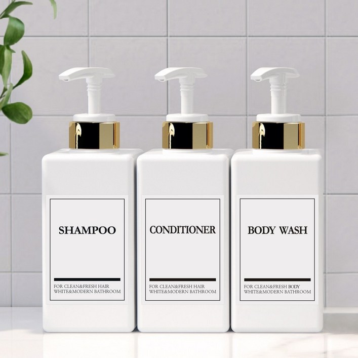모든집 호텔 욕실 디스펜서 샴푸통 500ml방수라벨 3구 세트