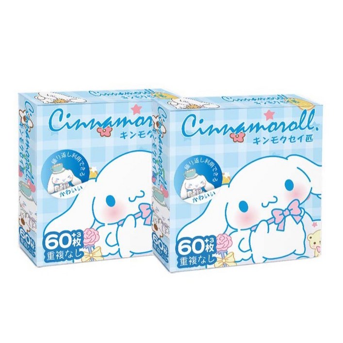 산리오 다꾸 스티커 X 2개 최저가 1통에 60+3장 pvc스티커, 어린이집 친구들 선물, 2통, 시나모롤+시나모롤