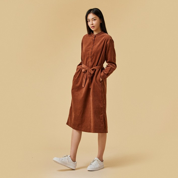 JAJU자주 여 코듀로이 원피스브라운