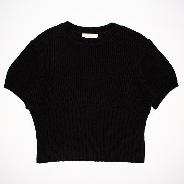 빈티지컴퍼니 VEGETABLE 블랙 면 라운드 니트티셔츠 스웨터 F 여성