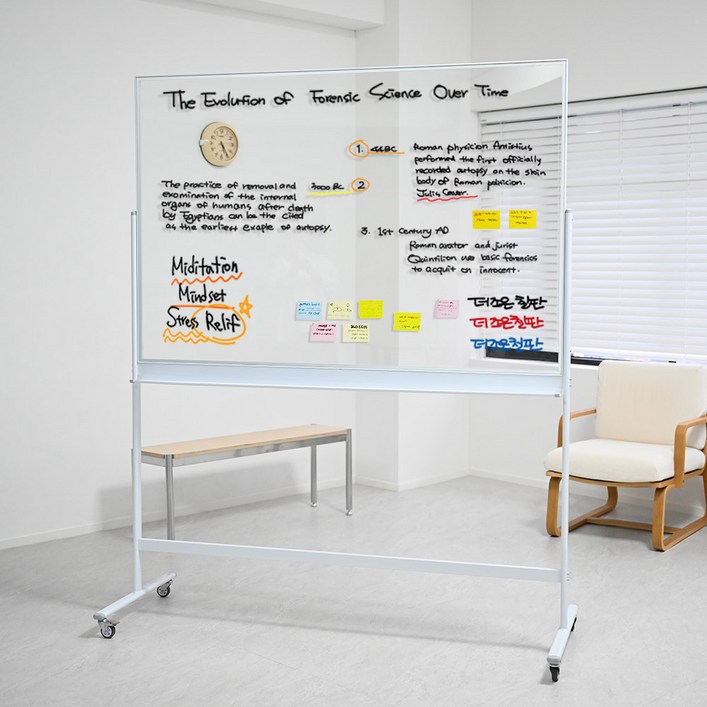 더조은칠판 강화유리칠판 자석형 투명 글라스보드 투명칠판 이동식스탠드 세트