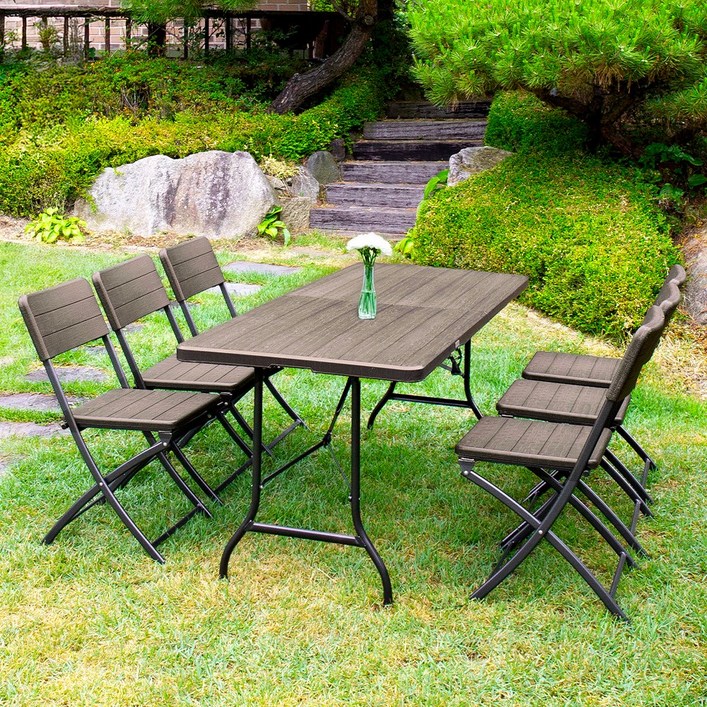 아르망 1800 브로몰딩 테이블 아르세의자 6개 세트 야외 정원 카페 6인 테라스 캠핑 공원 접이식 휴대용, 단일상품