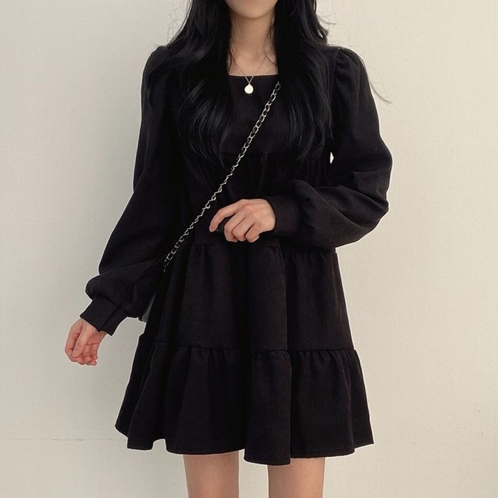 BIKASU 여성 가을 데일리룩 퍼프 미니원피스 키작녀 스퀘어넥 캉캉 원피스 BIKASU 여성 가을 데일리룩 퍼프 미니원피스 키작녀 스퀘어넥 캉캉 원피스