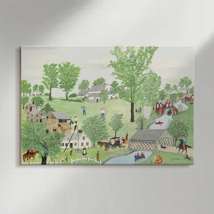 그랜마 모지스 명화 작품 풍경화 힐링 그림 인테리어 집들이 선물 봄 캔버스 액자