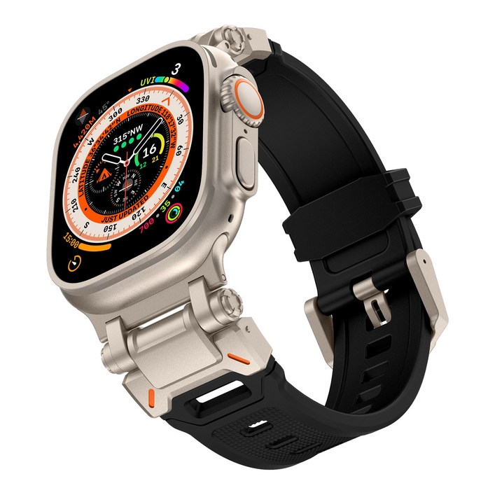 Fegwilde 애플워치 호환 메탈 티타늄 실리콘 스포츠 스트랩 49mm 10 46mm 45mm 44mm 42mm 9 8 7 6 5 3 2 1 SE 울트라2 밴드