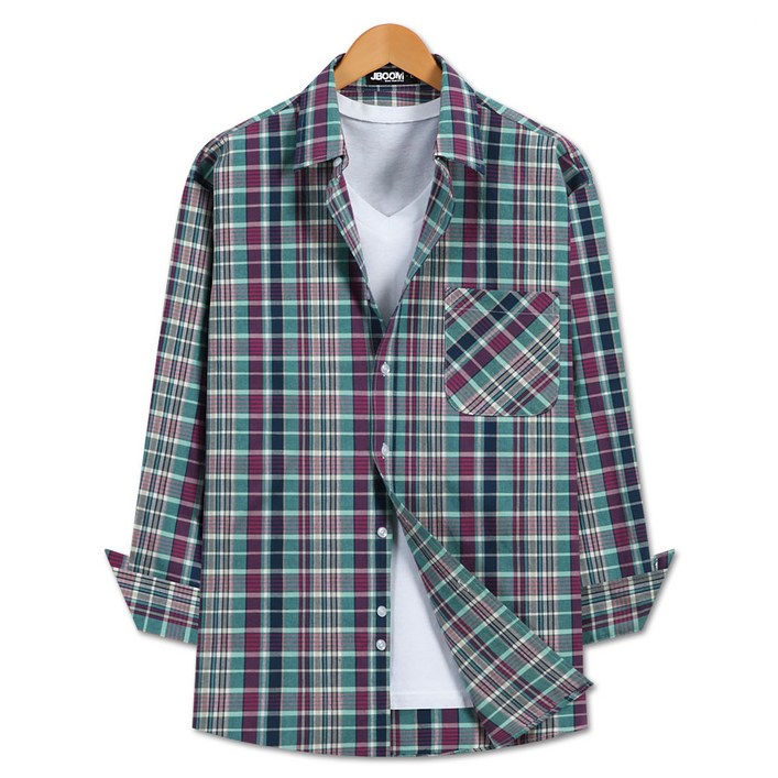 제이붐 남자 남성 오버핏 체크남방 셔츠 봄 남여공용 캐주얼