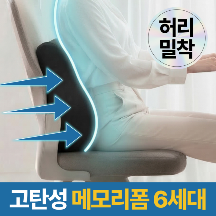 포베즈 허리편한 바른자세 사무실 메모리폼 의자 등받이 쿠션 5세대, 리얼다크그레이