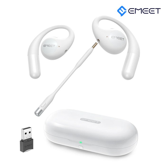 EMEET 에어플로우 오픈형 블루투스 이어폰 탈부착 붐 마이크 공기전도 골전도 대체, 화이트 EMEET 에어플로우 오픈형 블루투스 이어폰 탈부착 붐 마이크 공기전도 골전도 대체, 화이트
