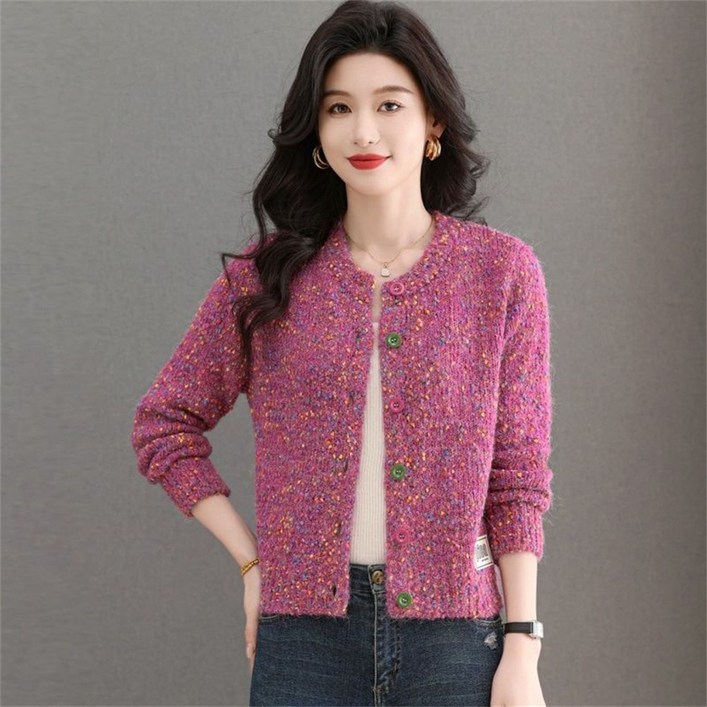 besteffie 니트가디건 중년여성 두꺼운 캐시미어 골지 자켓형 오버사이즈 카디건
