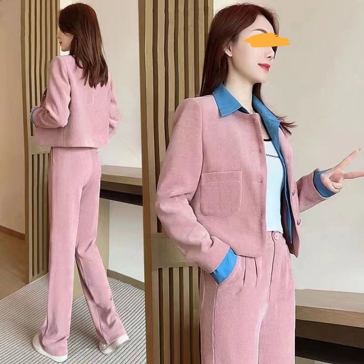 LOKEXING 여성 봄가을 자켓 코트 팬츠 세트 정장 상하세트