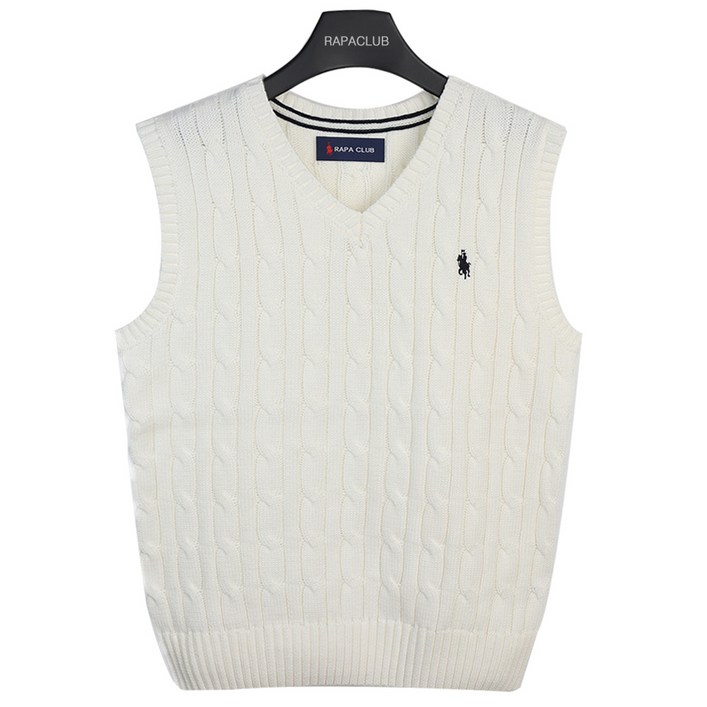라파클럽 아동주니어 브이넥 꽈배기 니트 조끼
