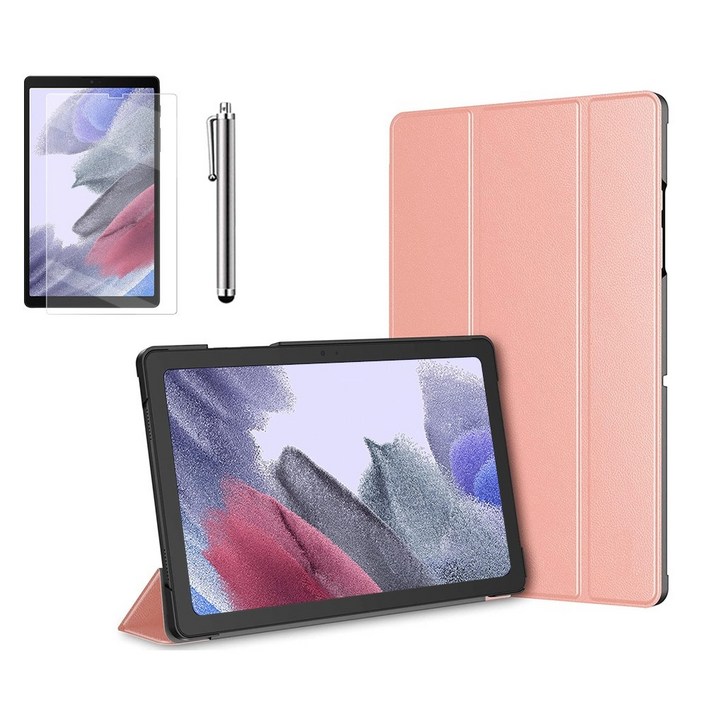 갤럭시탭A7 라이트 Lite 8.7 슬림 북커버 케이스 스탠드+액정필름+터치펜 SM-T220N T225N 케이스나라