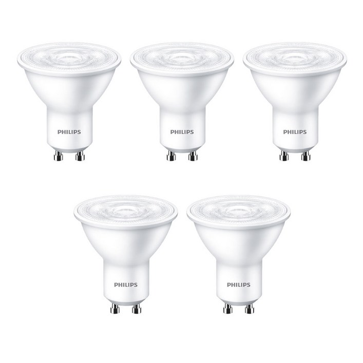 필립스 LED GU10 4.5W 220V 스팟전구 5P, 주광색, 5개