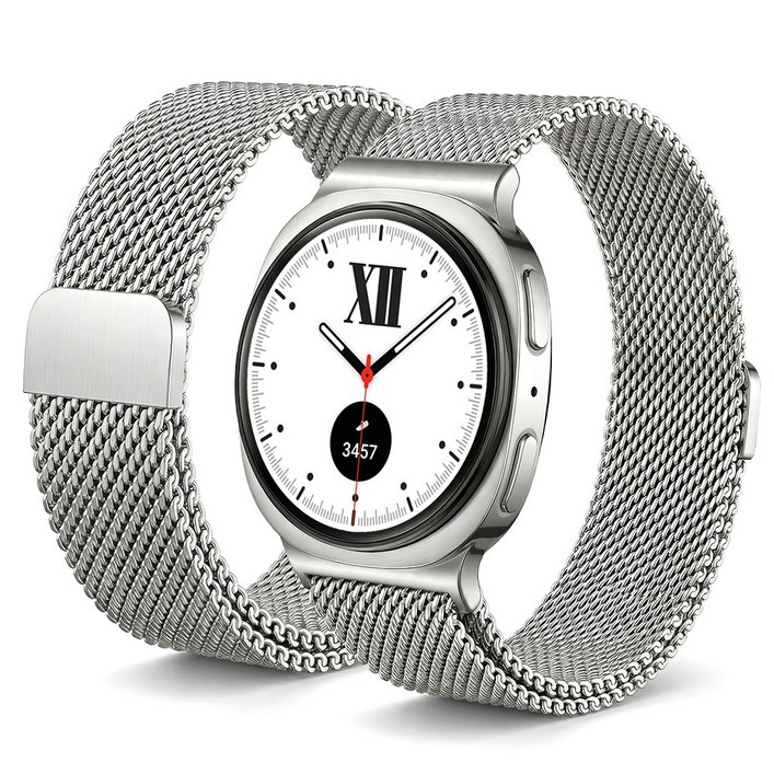 캘릭스 갤럭시워치 호환 밀레니즈 메탈 밴드 스트랩, 1개, 실버