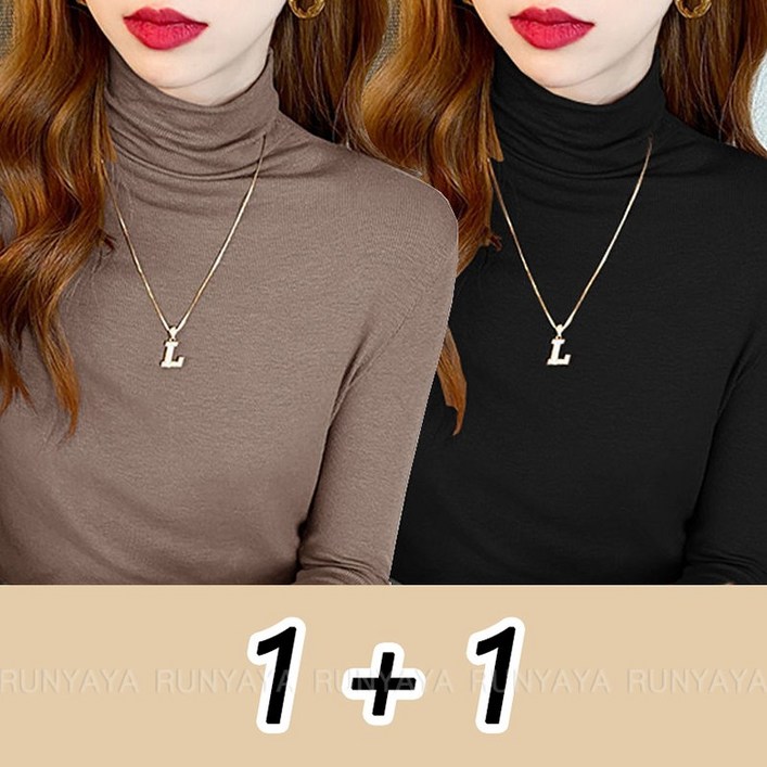 1  1 목폴라 긴팔 티셔츠 목티 여성 기분 이너티 빅사이즈 슬린 짱편한 모달 스판 여자티셔츠  D99U