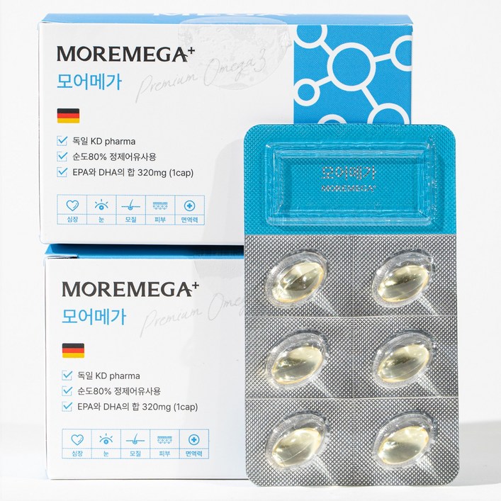 모어메가 강아지 오메가3 KD pharma 순도 80 60캡슐 2개월, 단일수량