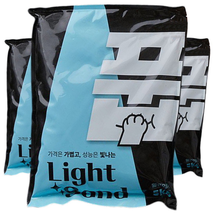 풉 고양이 라이트샌드 얇은입자 모래, 5kg, 3개, 무향