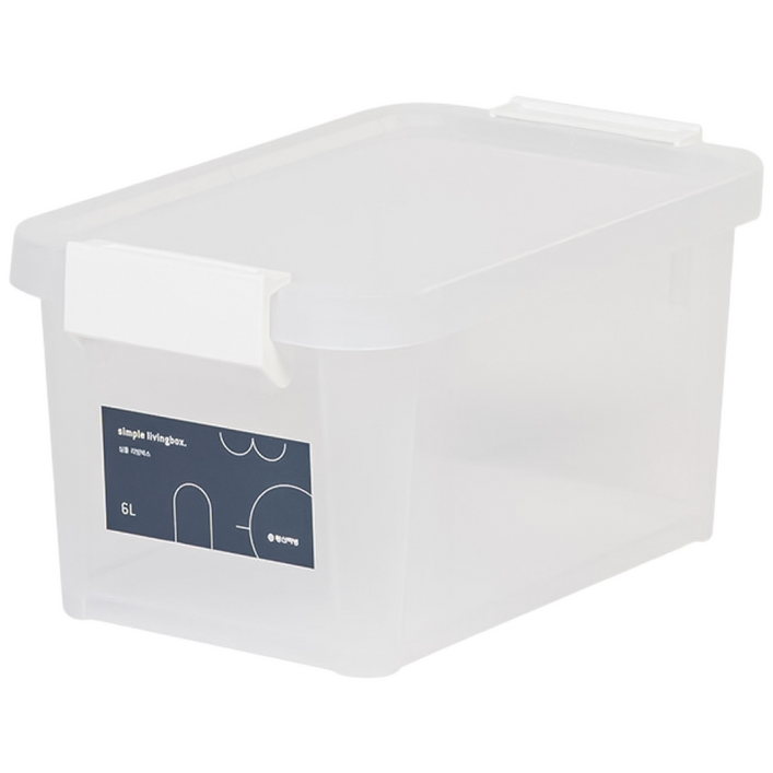 9개 심플 스텝 리빙박스 6L 1box 화이트 반투명 수납정리 리빙박스 플라스틱박스 정리박스 수납박스 수납정리함 옷보관함, 투명, 9개