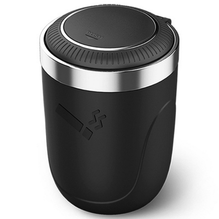 마이웨이 원터치 오픈 LED 냄새차단 차량용 재떨이, 1개, 블랙