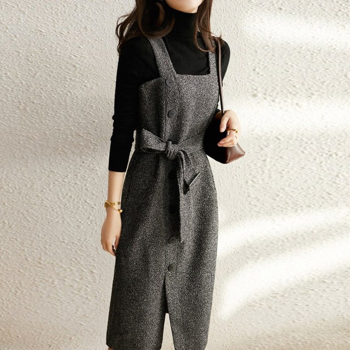 메이킹유 [2size] 벨트 트임 헤링본 WA0163루케원피스