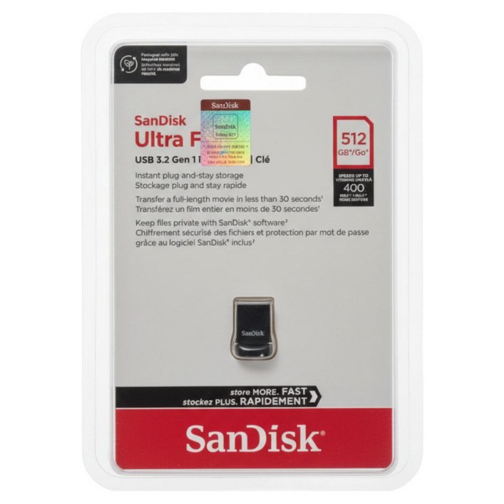 샌디스크 울트라핏 USB 3.2 Gen1 전송속도 400MBs이상 512GB, 1개, 512GB