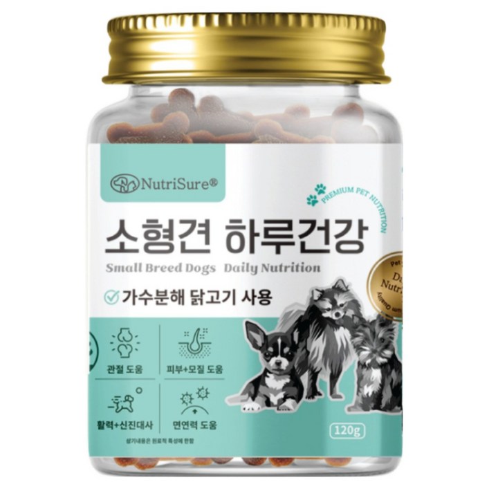 [썬더펫] 1+1 소형견 하루건강 강아지간식 영양간식 기호성 소형견 애견 반려견 사료 영양제 피부 관절 눈, 120g, 6개, 닭고기