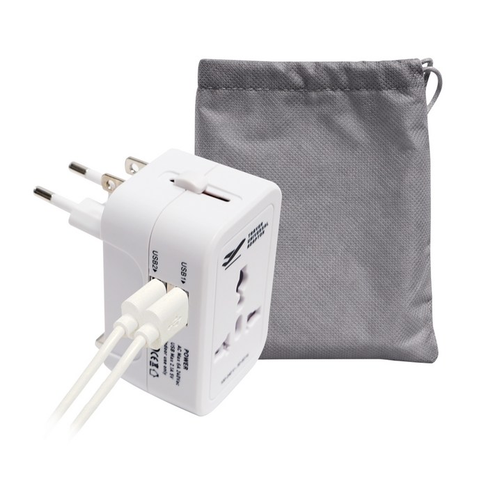 홈플래닛 해외 여행용 멀티 어댑터 USB 2포트  파우치 세트
