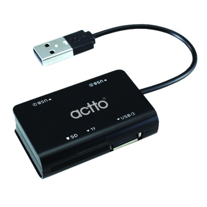 엑토 카드리더 겸용 USB 허브, CRH06, 블랙, 1개