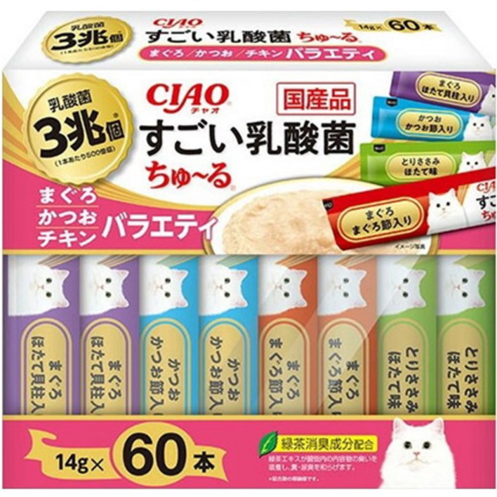 챠오 고양이 츄르 스고이유산균 버라이어티 SC-389 14g x 60p 세트