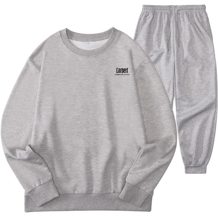 포밸런 남성용 스탠다드핏 라버트 스몰로고 스웨트셔츠 + 조거팬츠 세트