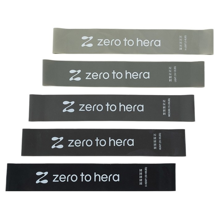 제로투히어로 제로투헤라 루프밴드 라텍스 탄성 운동 고무 밴드 5종 세트, 혼합색상, 1세트