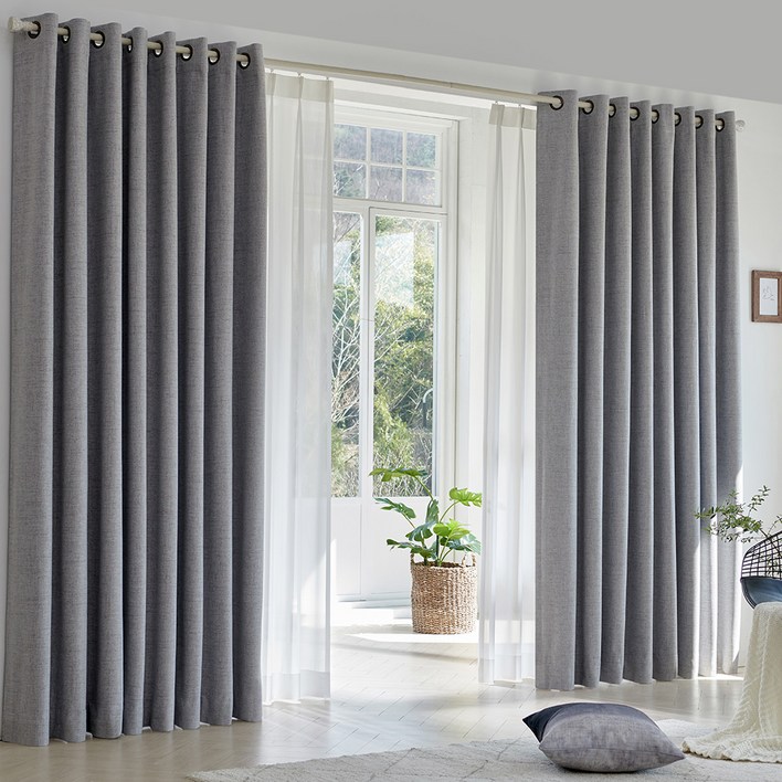 데코지오 쉐도우 아일렛형 암막커튼 2p  커튼 끈  후사고리 세트