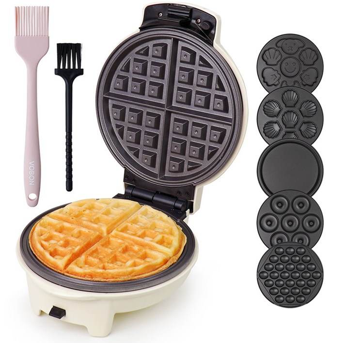 보본 딜라이트 크로플 와플메이커  플레이트 6종  기름브러쉬  세척솔 세트, VBWM06MK