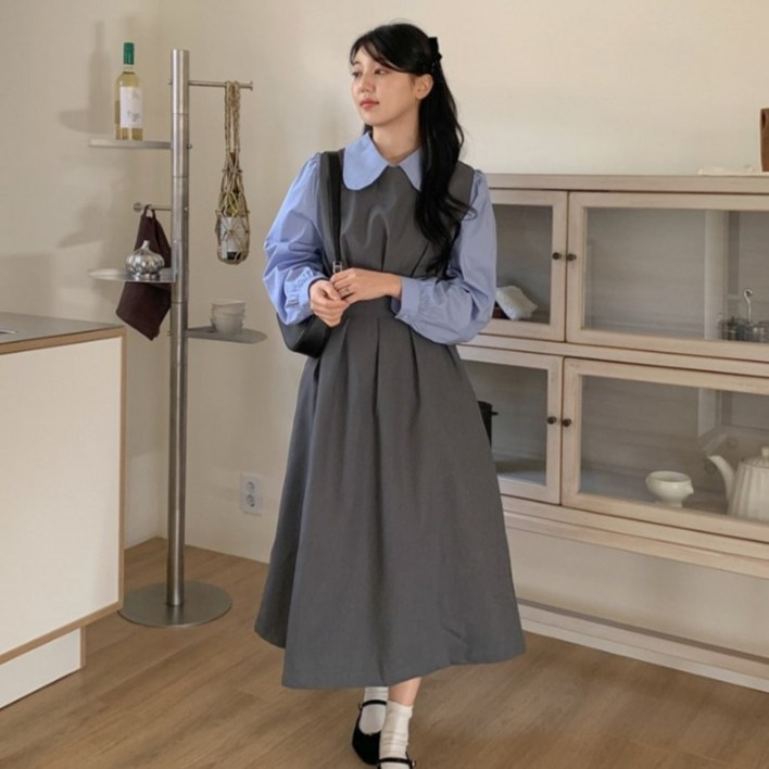 린다샵 치리시 레이어드 비죠 플리츠 롱 원피스 cpops10189c4c