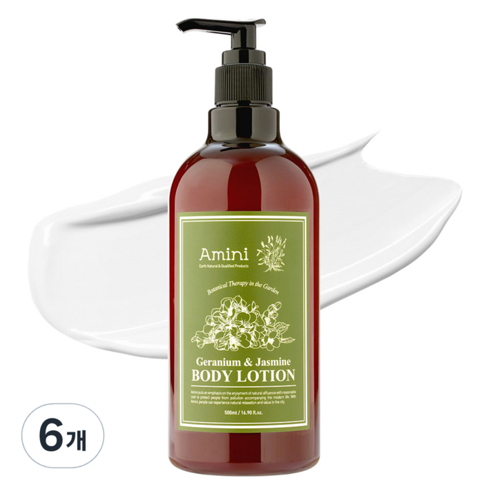 아미니 플라워 테라피 바디로션 제라늄 앤 자스민, 500ml, 6개