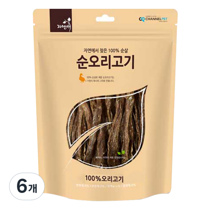 자연애채널펫 자연에서 찾은 100 순살 강아지간식, 오리고기, 200g, 6개