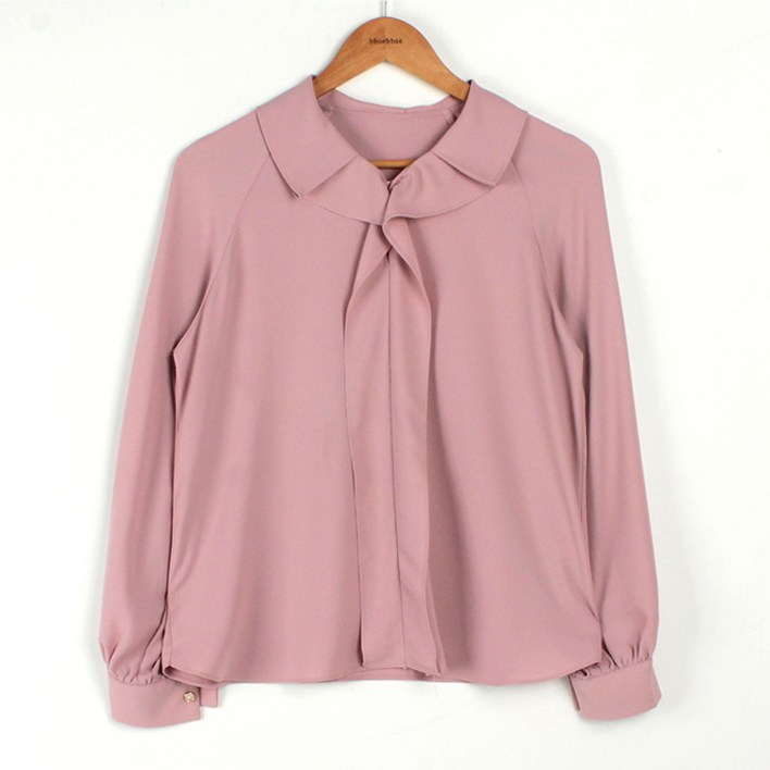 빼빼 여성용 Y라인 러플 카라넥 블라우스