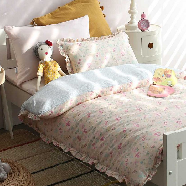 아망떼 베이비가든 60수 아사 프릴 누빔 면 이불커버 베개세트