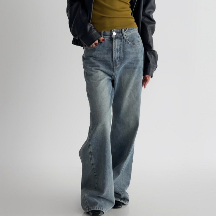 라라온 여성용 롱숏 기장 플레어 와이드 데님 팬츠 26TSP3630