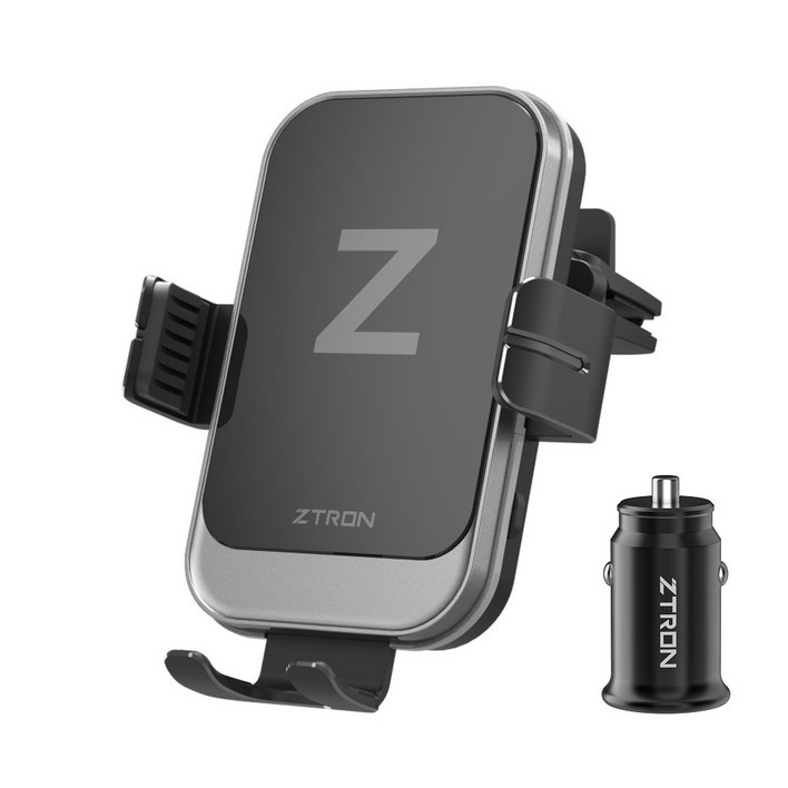 지트론 Z플립 차량용 핸드폰 고속 무선충전거치대 ZTWC-300A + 시거 급속 충전기 세트