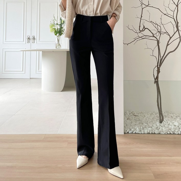 플랜데이 여성용 프링 스판 세미부츠컷 슬랙스 숏