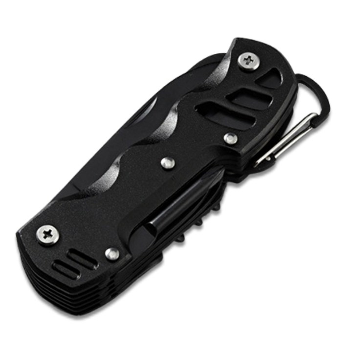 Dr.Tools 다용도 16 in 1 맥가이버 칼 캠핑 멀티툴 만능 공구 생존 등산, 블랙