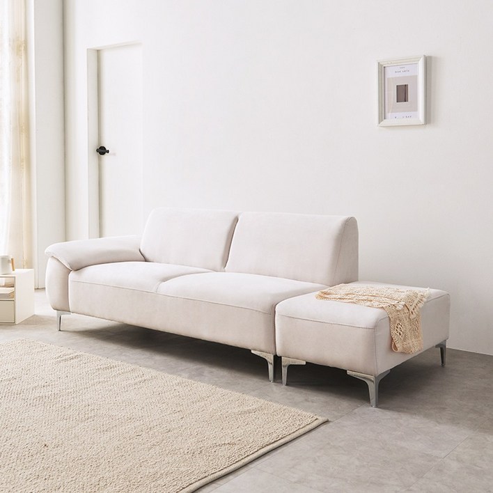 창립기념이벤트 케미 아쿠아텍스 패브릭 3인용 소파 이지클린 스툴 무료증정, 아이보리 팔걸이 우형