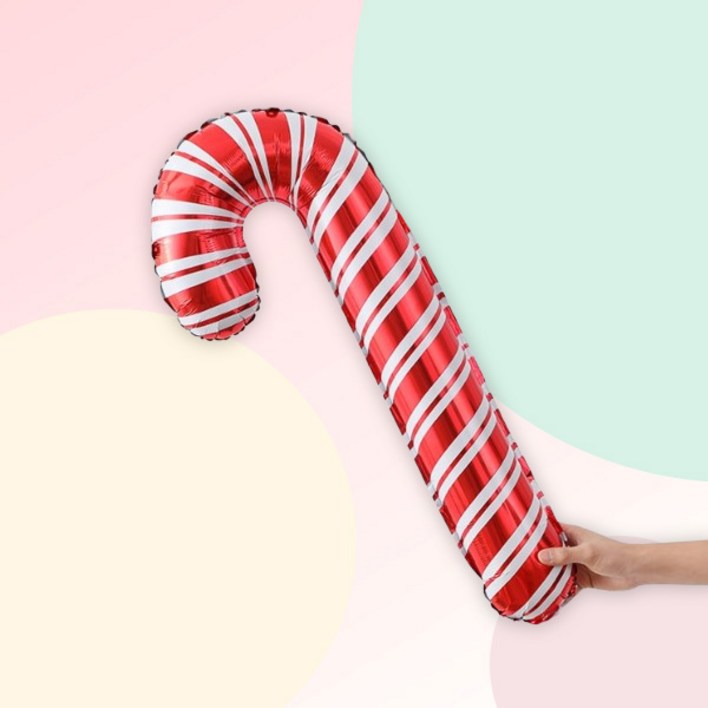 [예쁨주의지호] 2024 중형 캐릭터 크리스마스풍선 / 산타풍선/지팡이풍선/선물풍선/눈사람풍선/루돌프풍선, CA_대형 풍선_지팡이_레드