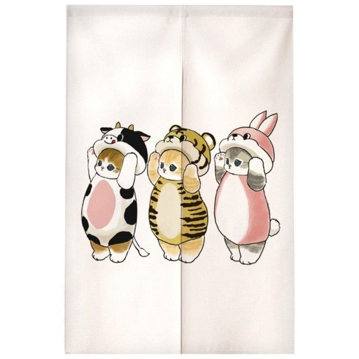 고양이 패브릭 가림막 커튼 공간분리 가림막천 방문가리개